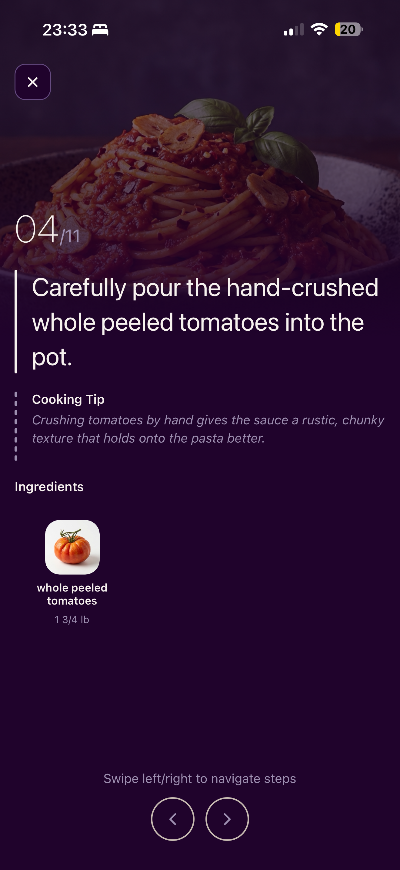 Step-by-step cooking instructions with helpful tips